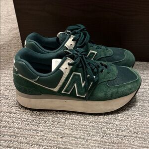 New Balance Forest Green Sneakers with White Trim